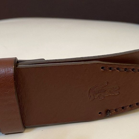 Lacoste Men’s Brown Wide Leather Belt, Size 42 - Picture 9 of 14